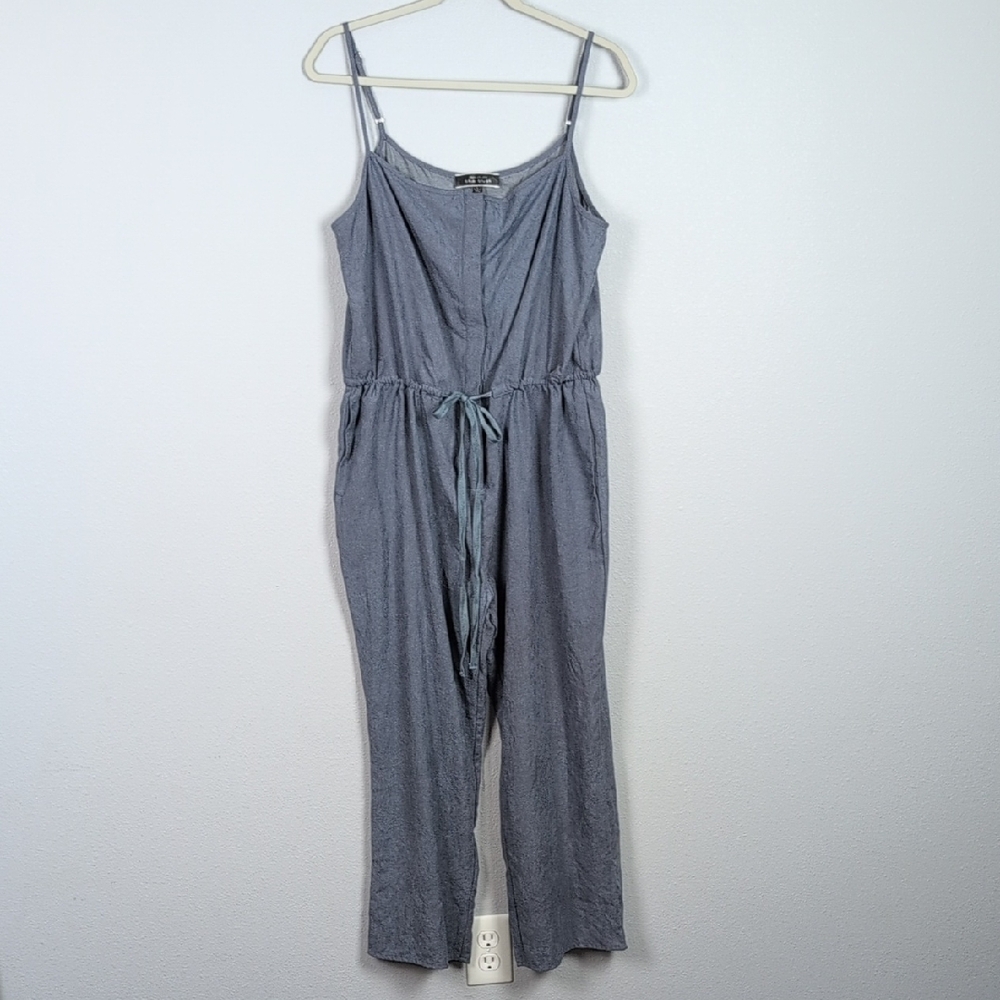 Blue Blush Gray Sleeveless Jumpsuit with Drawstring Waist
